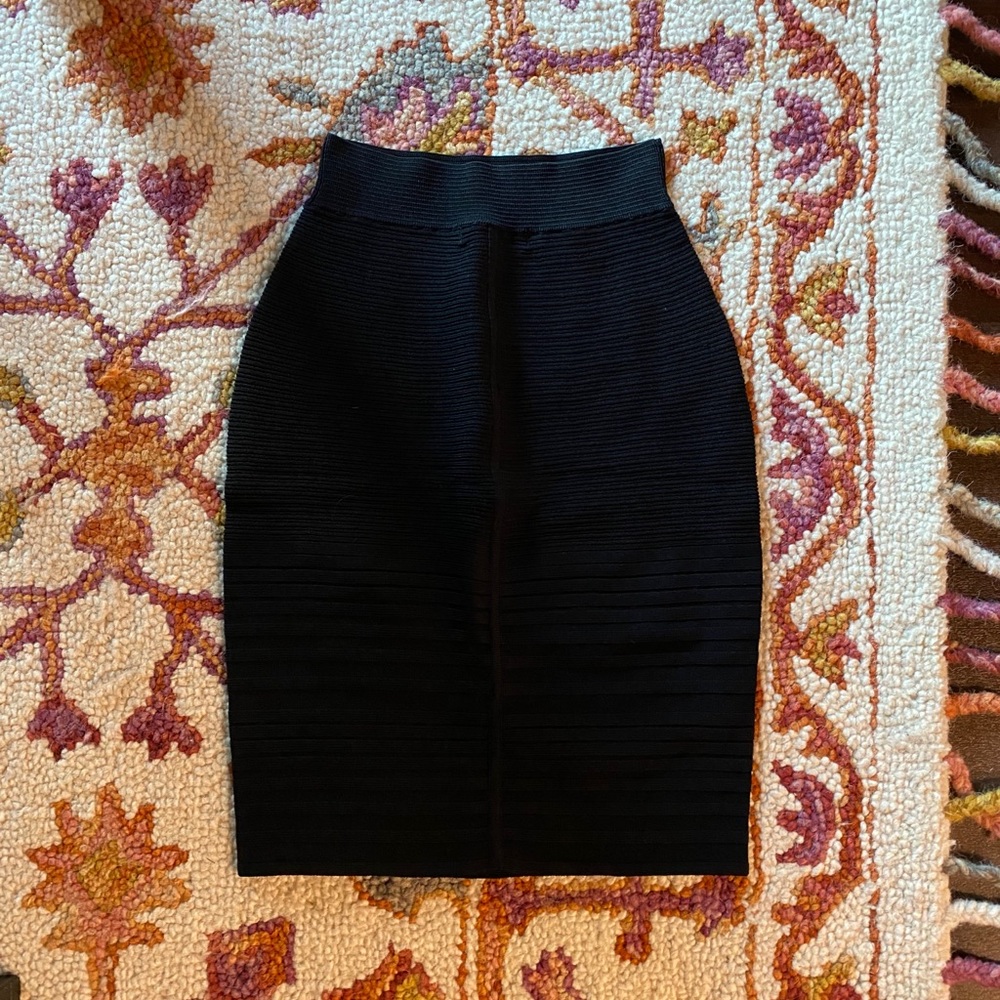 Ivanka Trump high waisted black banded skirt